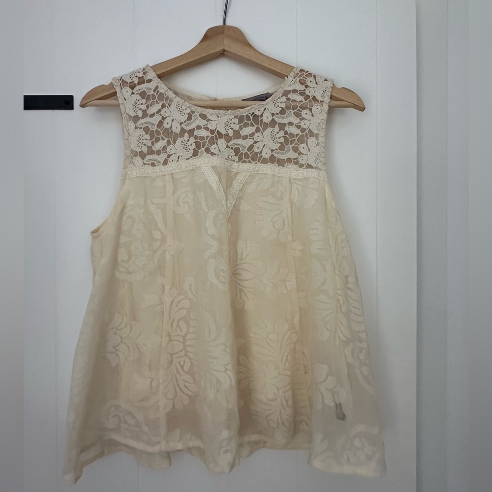 Anthropologie Vanessa Virginia Tank Top Lace Embroidery Size M